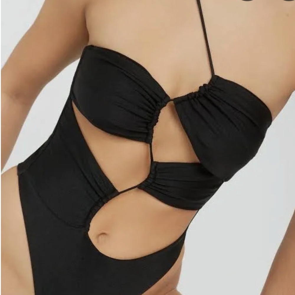 Riot Swim Black One Piece with Plunging Neckline and Cut-Out Details